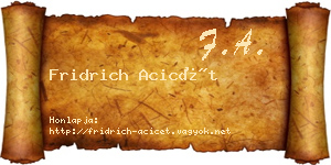 Fridrich Acicét névjegykártya